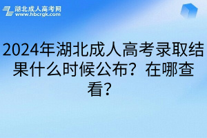 2024年湖北成人高考录取结果什么时候公布？在哪查看？