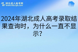 2024年湖北成人高考录取结果查询时，为什么一直不显示？